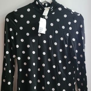 H&M Polka Dot Mock Neck Long Sleeve